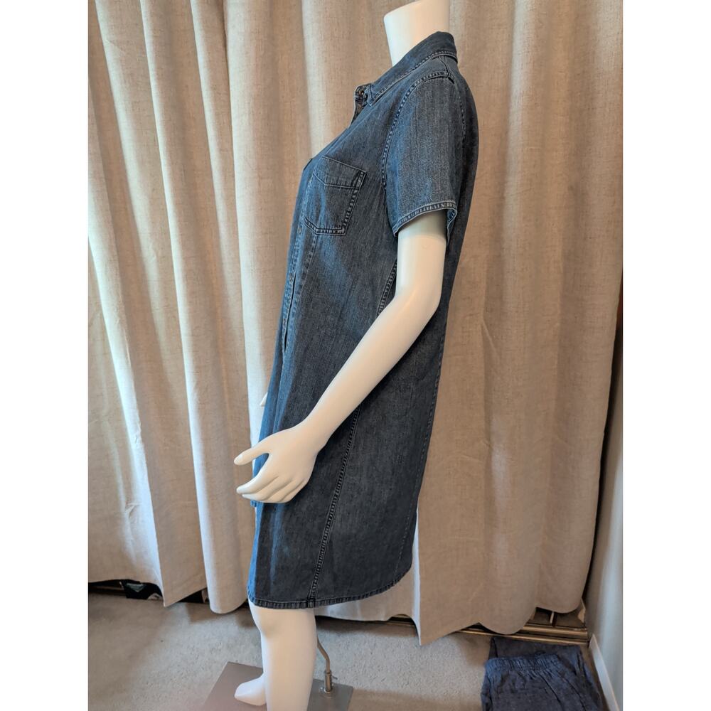 L.L. Bean Sheath Denim Short Sleeve Denim Shirt Dress Snap Front Size 15 OVS29 - Picture 3 of 7